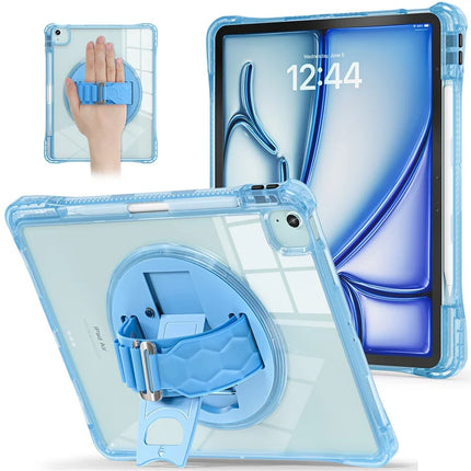 For iPad Air 13 (2024) / iPad Pro 12.9 (2022) / (2021) / (2020) / (2018) Case Kickstand PC+TPU+Acrylic Clear Tablet Cover - Baby Blue