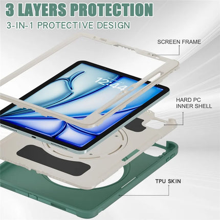 For iPad Air 11 (2024) / Air (2022) / (2020) / iPad Pro 11 (2022) / (2021) / (2020) / (2018) Case Kickstand PC+TPU Cover with Pen Slot