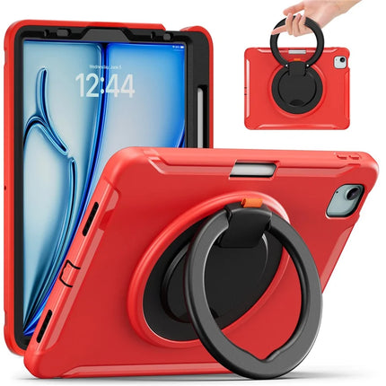 For iPad Air 11 (2024) / Air (2022) / (2020) / iPad Pro 11 (2022) / (2021) / (2020) / (2018) Case Kickstand PC+TPU Cover with Pen Slot - Red
