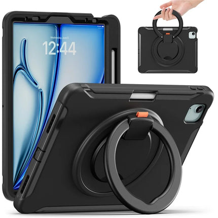 For iPad Air 11 (2024) / Air (2022) / (2020) / iPad Pro 11 (2022) / (2021) / (2020) / (2018) Case Kickstand PC+TPU Cover with Pen Slot - Black