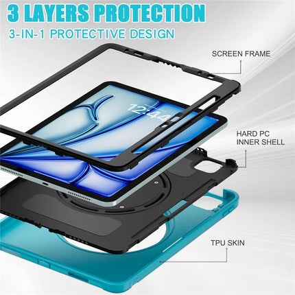For iPad Air 11 (2024) / Air (2022) / (2020) / iPad Pro 11 (2022) / (2021) / (2020) / (2018) Case Kickstand PC+TPU Cover with Pen Slot