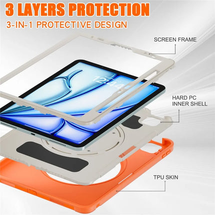 For iPad Air 11 (2024) / Air (2022) / (2020) / iPad Pro 11 (2022) / (2021) / (2020) / (2018) Case Kickstand PC+TPU Cover with Pen Slot