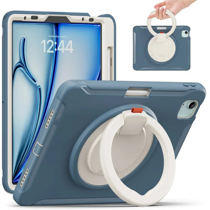 For iPad Air 11 (2024) / Air (2022) / (2020) / iPad Pro 11 (2022) / (2021) / (2020) / (2018) Case Kickstand PC+TPU Cover with Pen Slot - Cornflower Blue