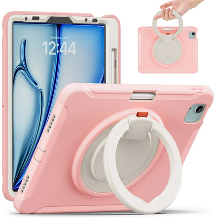 For iPad Air 11 (2024) / Air (2022) / (2020) / iPad Pro 11 (2022) / (2021) / (2020) / (2018) Case Kickstand PC+TPU Cover with Pen Slot - Cherry Blossoms Pink