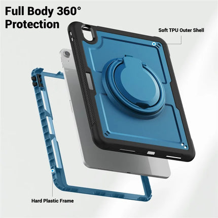 For iPad Air 11 (2024) Case with Shoulder Strap Kickstand PC+TPU Tablet Cover