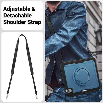 For iPad Air 11 (2024) Case with Shoulder Strap Kickstand PC+TPU Tablet Cover