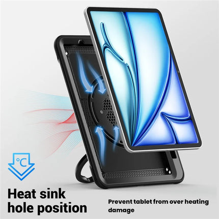 For iPad Air 11 (2024) Case with Shoulder Strap Kickstand PC+TPU Tablet Cover
