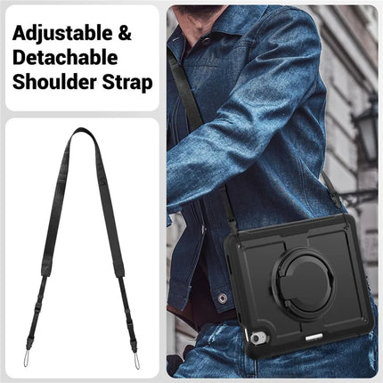 For iPad Air 11 (2024) Case with Shoulder Strap Kickstand PC+TPU Tablet Cover