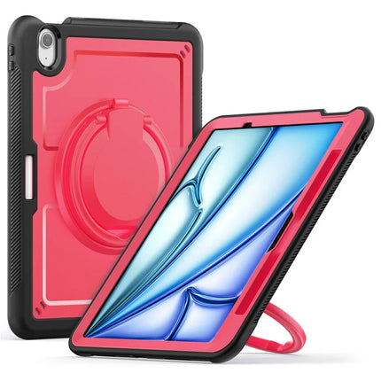 For iPad Air 11 (2024) Case with Shoulder Strap Kickstand PC+TPU Tablet Cover - Red