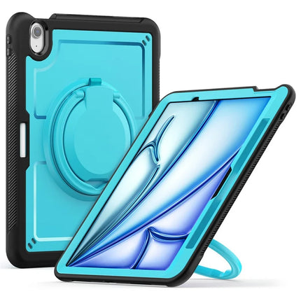 For iPad Air 11 (2024) Case with Shoulder Strap Kickstand PC+TPU Tablet Cover - Baby Blue