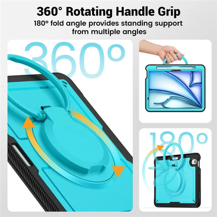 For iPad Air 11 (2024) Case with Shoulder Strap Kickstand PC+TPU Tablet Cover
