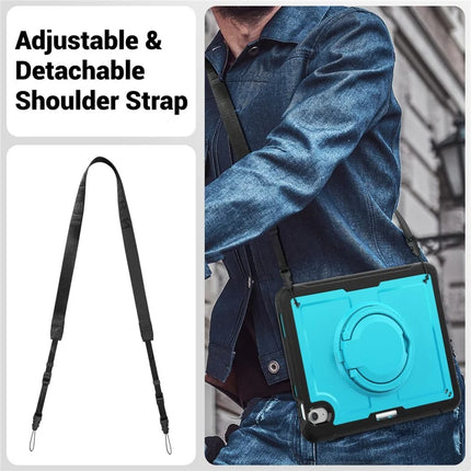 For iPad Air 11 (2024) Case with Shoulder Strap Kickstand PC+TPU Tablet Cover