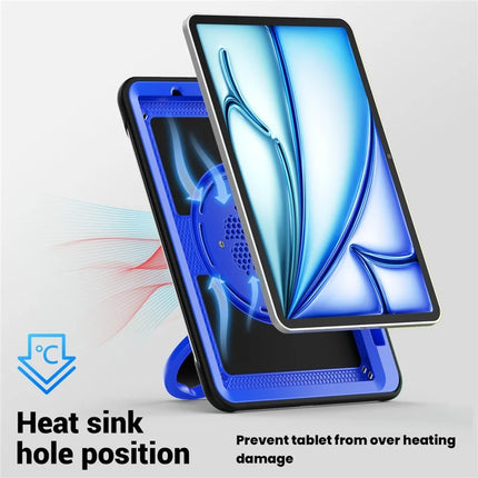 For iPad Air 11 (2024) Case with Shoulder Strap Kickstand PC+TPU Tablet Cover