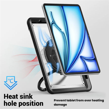 For iPad Air 11 (2024) Case with Shoulder Strap Kickstand PC+TPU Tablet Cover