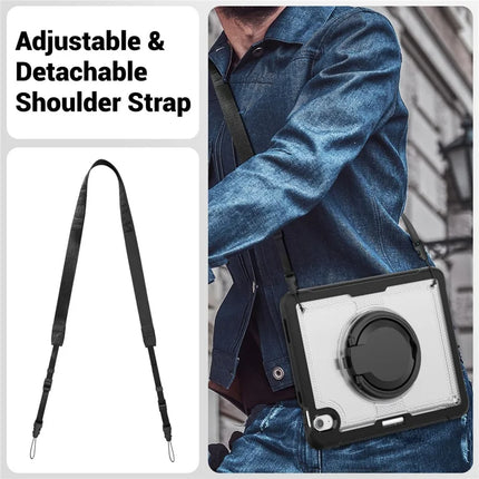 For iPad Air 11 (2024) Case with Shoulder Strap Kickstand PC+TPU Tablet Cover
