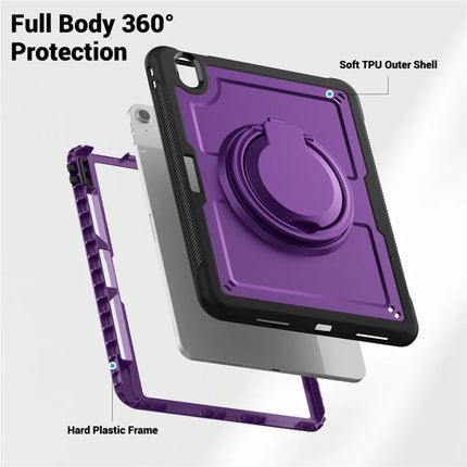 For iPad Air 11 (2024) Case with Shoulder Strap Kickstand PC+TPU Tablet Cover