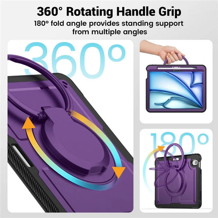 For iPad Air 11 (2024) Case with Shoulder Strap Kickstand PC+TPU Tablet Cover