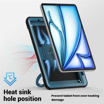 For iPad Air 11 (2024) Case Rotating Kickstand PC+TPU Shockproof Tablet Cover