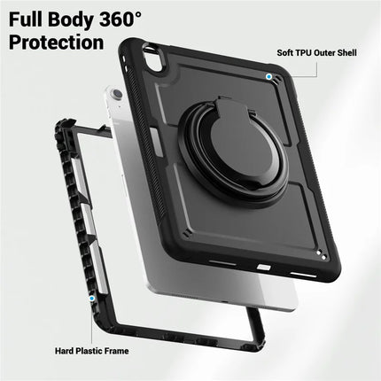 For iPad Air 11 (2024) Case Rotating Kickstand PC+TPU Shockproof Tablet Cover