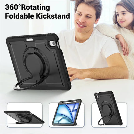 For iPad Air 11 (2024) Case Rotating Kickstand PC+TPU Shockproof Tablet Cover