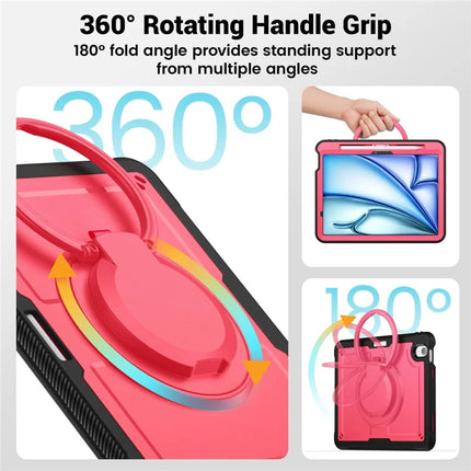 For iPad Air 11 (2024) Case Rotating Kickstand PC+TPU Shockproof Tablet Cover