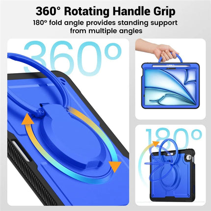 For iPad Air 11 (2024) Case Rotating Kickstand PC+TPU Shockproof Tablet Cover