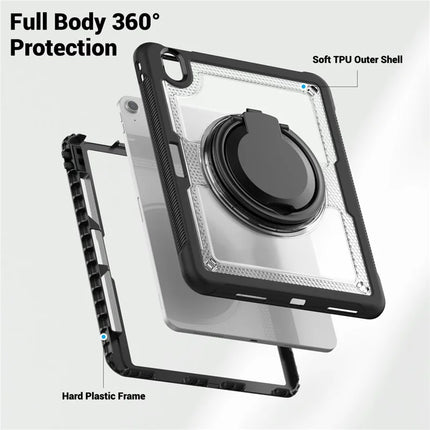 For iPad Air 11 (2024) Case Rotating Kickstand PC+TPU Shockproof Tablet Cover