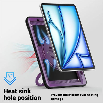 For iPad Air 11 (2024) Case Rotating Kickstand PC+TPU Shockproof Tablet Cover