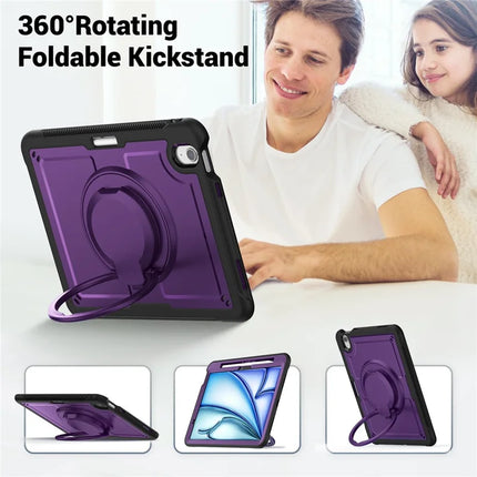 For iPad Air 11 (2024) Case Rotating Kickstand PC+TPU Shockproof Tablet Cover