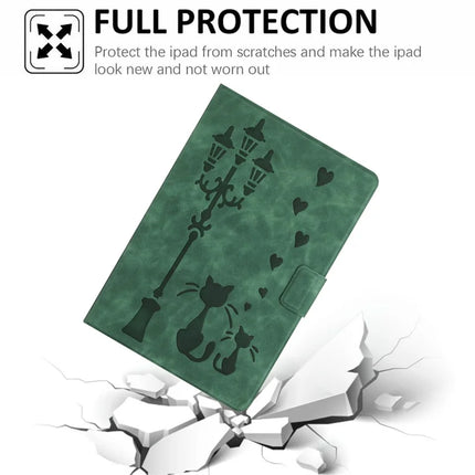 For iPad Air 11 (2024) / Air (2022) / Air (2020) Case Couple Cat Imprinted Microfiber Leather Smart Tablet Cover