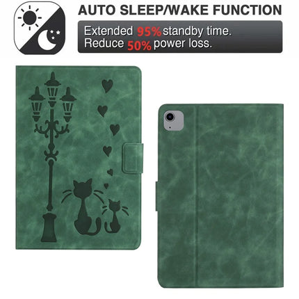 For iPad Air 11 (2024) / Air (2022) / Air (2020) Case Couple Cat Imprinted Microfiber Leather Smart Tablet Cover