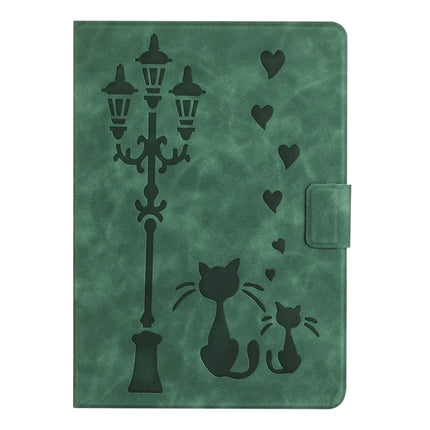 For iPad Air 11 (2024) / Air (2022) / Air (2020) Case Couple Cat Imprinted Microfiber Leather Smart Tablet Cover