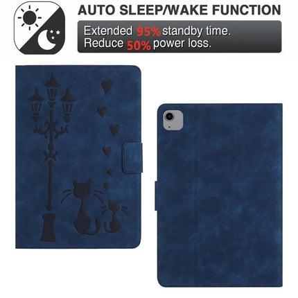 For iPad Air 11 (2024) / Air (2022) / Air (2020) Case Couple Cat Imprinted Microfiber Leather Smart Tablet Cover