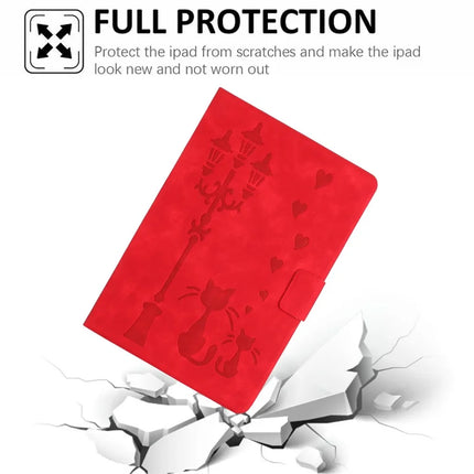 For iPad Air 11 (2024) / Air (2022) / Air (2020) Case Couple Cat Imprinted Microfiber Leather Smart Tablet Cover