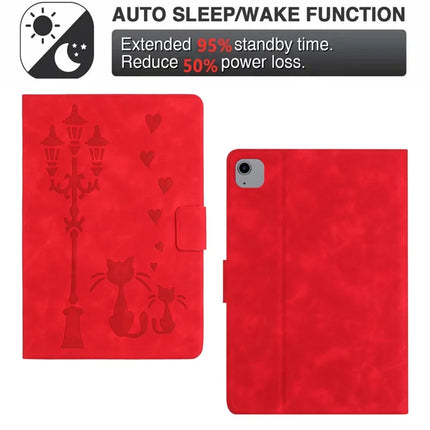 For iPad Air 11 (2024) / Air (2022) / Air (2020) Case Couple Cat Imprinted Microfiber Leather Smart Tablet Cover