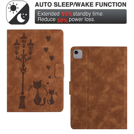 For iPad Air 11 (2024) / Air (2022) / Air (2020) Case Couple Cat Imprinted Microfiber Leather Smart Tablet Cover