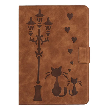 For iPad Air 11 (2024) / Air (2022) / Air (2020) Case Couple Cat Imprinted Microfiber Leather Smart Tablet Cover