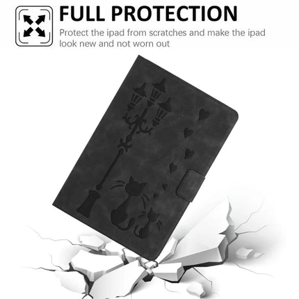 For iPad Air 11 (2024) / Air (2022) / Air (2020) Case Couple Cat Imprinted Microfiber Leather Smart Tablet Cover