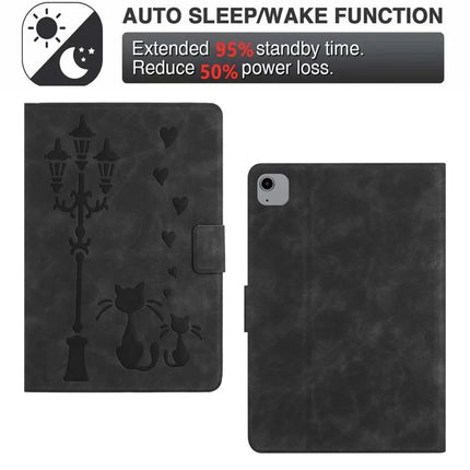 For iPad Air 11 (2024) / Air (2022) / Air (2020) Case Couple Cat Imprinted Microfiber Leather Smart Tablet Cover