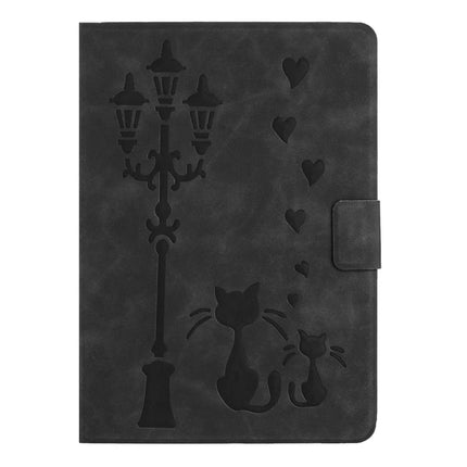 For iPad Air 11 (2024) / Air (2022) / Air (2020) Case Couple Cat Imprinted Microfiber Leather Smart Tablet Cover