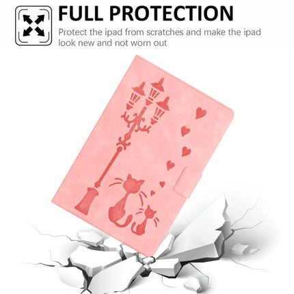 For iPad Air 11 (2024) / Air (2022) / Air (2020) Case Couple Cat Imprinted Microfiber Leather Smart Tablet Cover