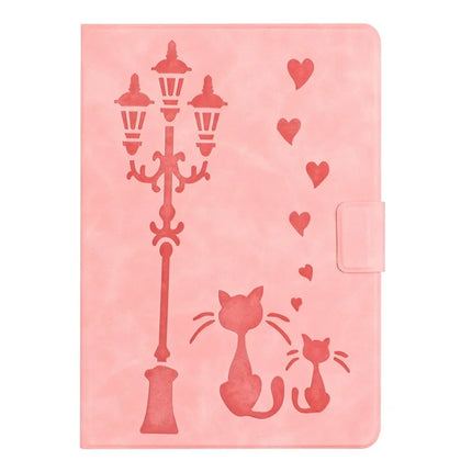 For iPad Air 11 (2024) / Air (2022) / Air (2020) Case Couple Cat Imprinted Microfiber Leather Smart Tablet Cover