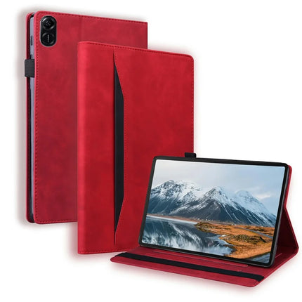 For Honor Pad X8a Case PU Leather Business Folio Protective Tablet Cover Card Holder - Red