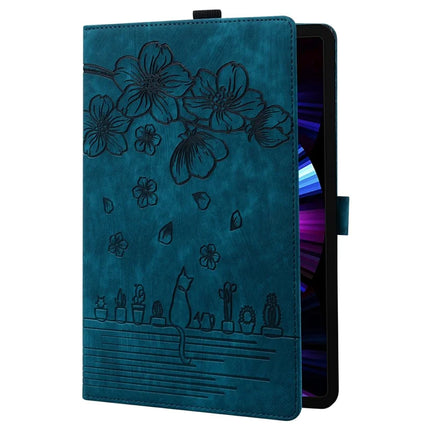 For Honor Pad X8a Case Flip Stand Leather Tablet Cover Cherry Blossom Cat Imprinted