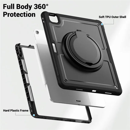 For iPad Air 13 (2024) Case Rotating Kickstand PC+TPU Shockproof Tablet Cover