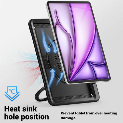 For iPad Air 13 (2024) Case Rotating Kickstand PC+TPU Shockproof Tablet Cover