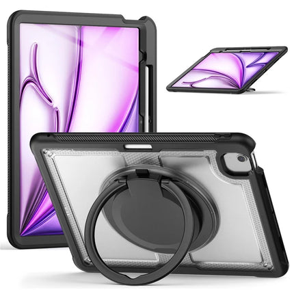 For iPad Air 13 (2024) Case Rotating Kickstand PC+TPU Shockproof Tablet Cover - Transparent