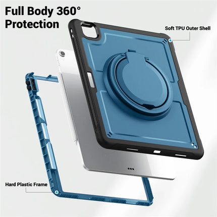 For iPad Air 13 (2024) Case with Shoulder Strap Kickstand PC+TPU Tablet Cover