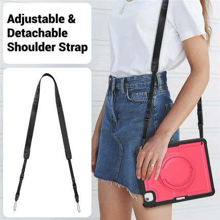For iPad Air 13 (2024) Case with Shoulder Strap Kickstand PC+TPU Tablet Cover