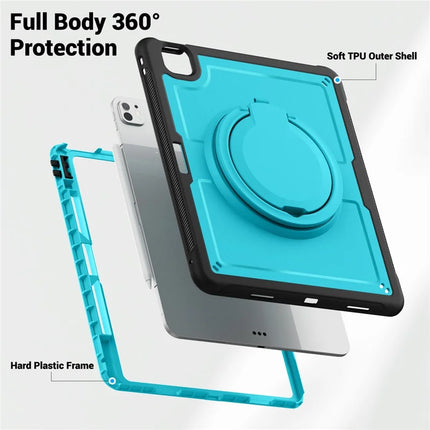 For iPad Air 13 (2024) Case with Shoulder Strap Kickstand PC+TPU Tablet Cover